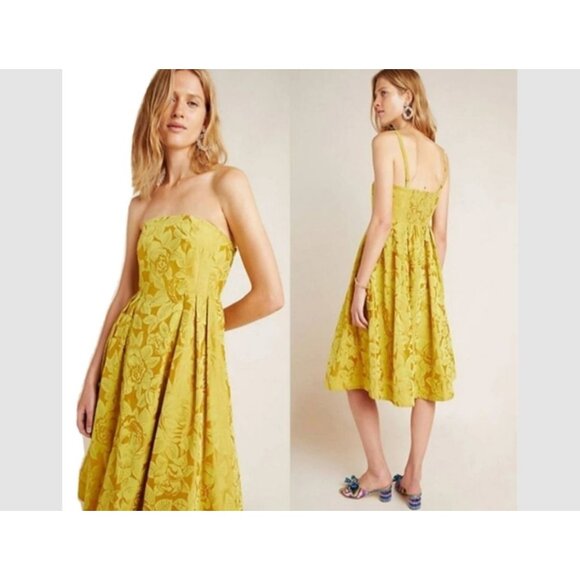 Maeve By Anthropologie Jonquil Sleeveless Midi Dress Mustard Size 4 - Picture 1 of 11